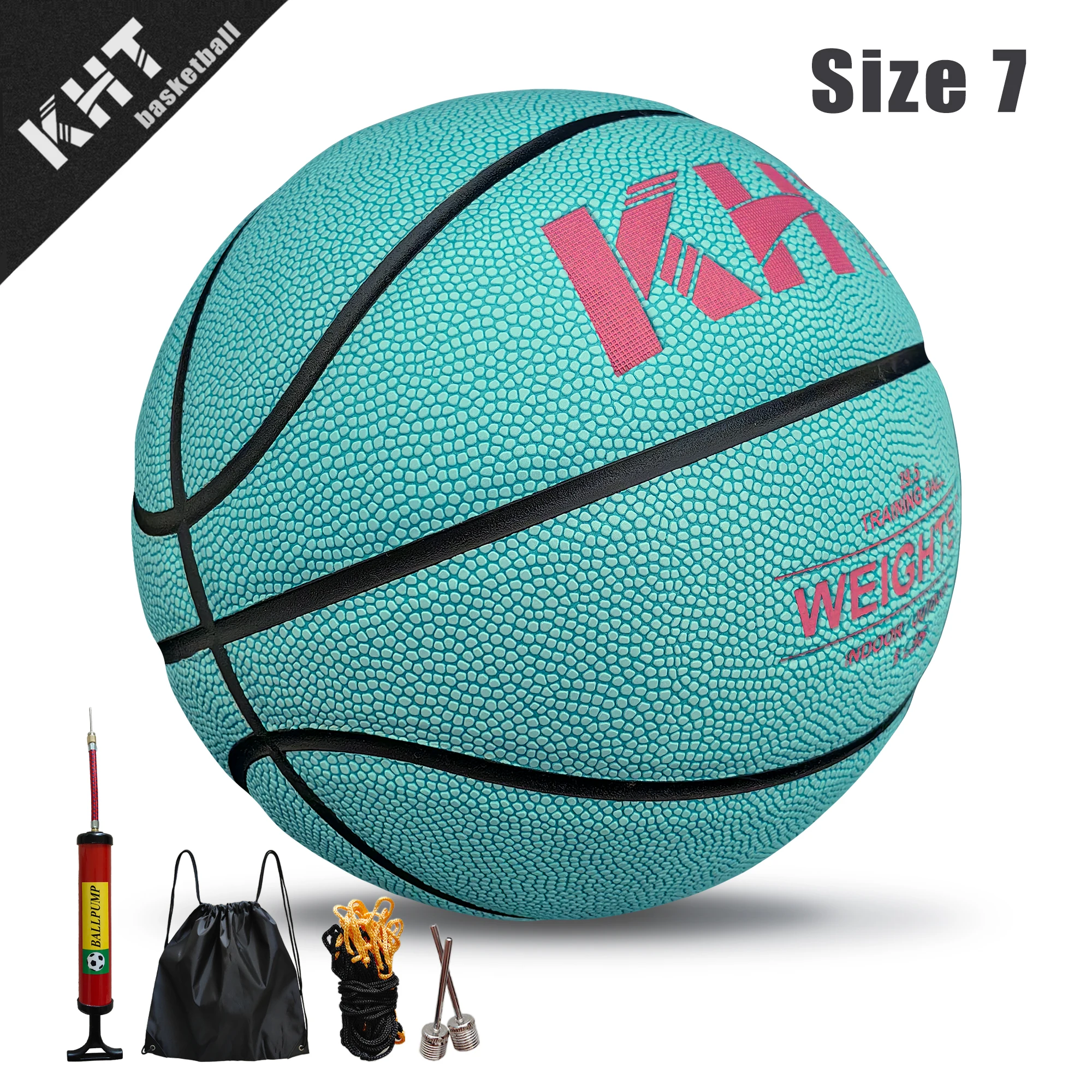 KHT Heavy Basketball 1.3kg Size 7 PU Material Weighted High Quality Ball Youth Adult Indoor Outdoor Training Free Pump Bag