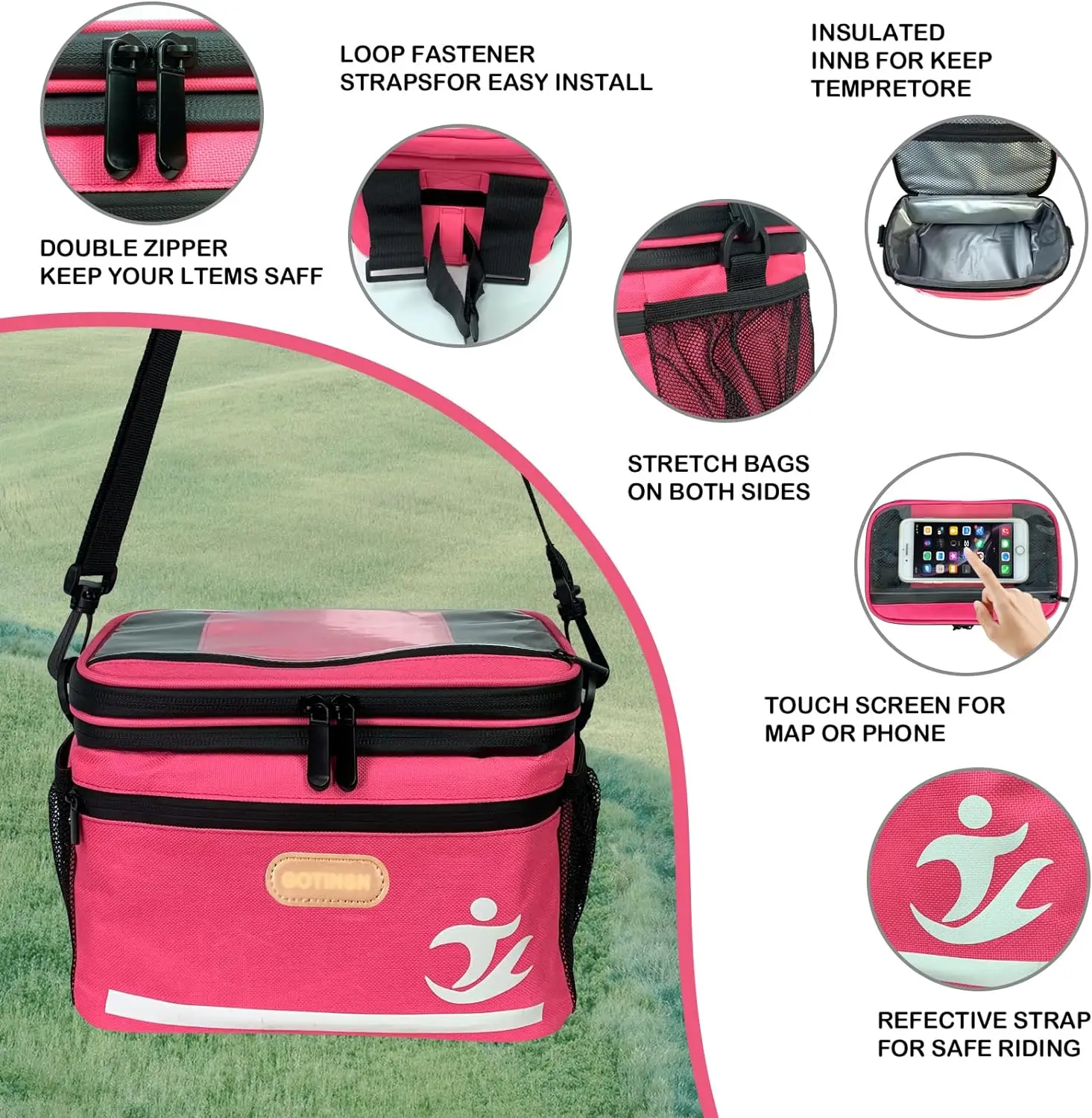 6L Woman Girl Watertight  Leakproof Waterproof and Insulated Lunch Bag  Picnic Cycling Bag  Outdoor Portable Large Capacity Bag