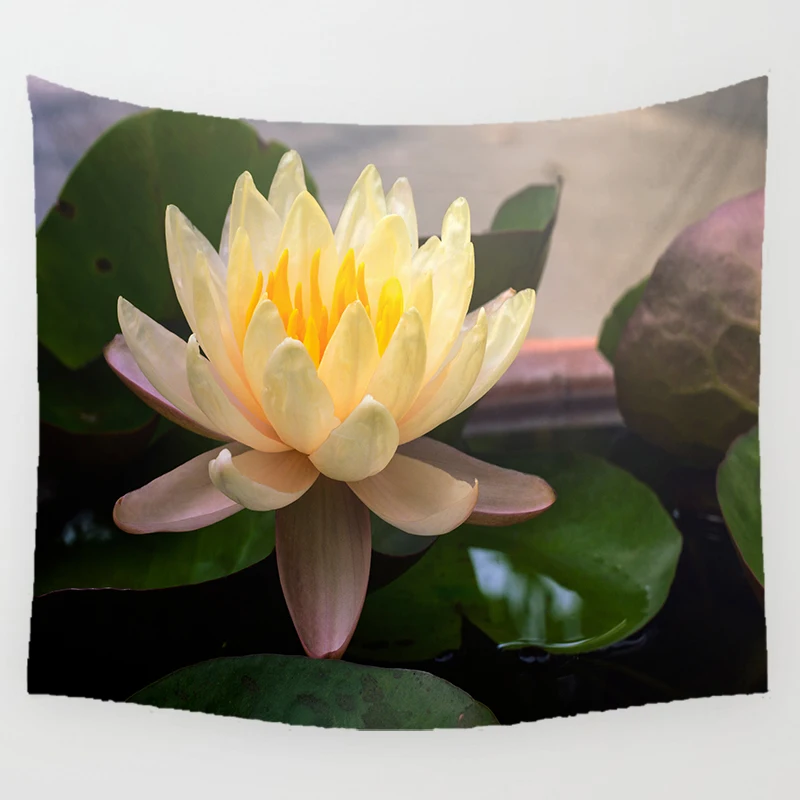 Lotus Flower Tapestry, Abstract Watercolor Floral Tapestry, Living Room Bedroom Wall Hanging artist life for Home Decoration