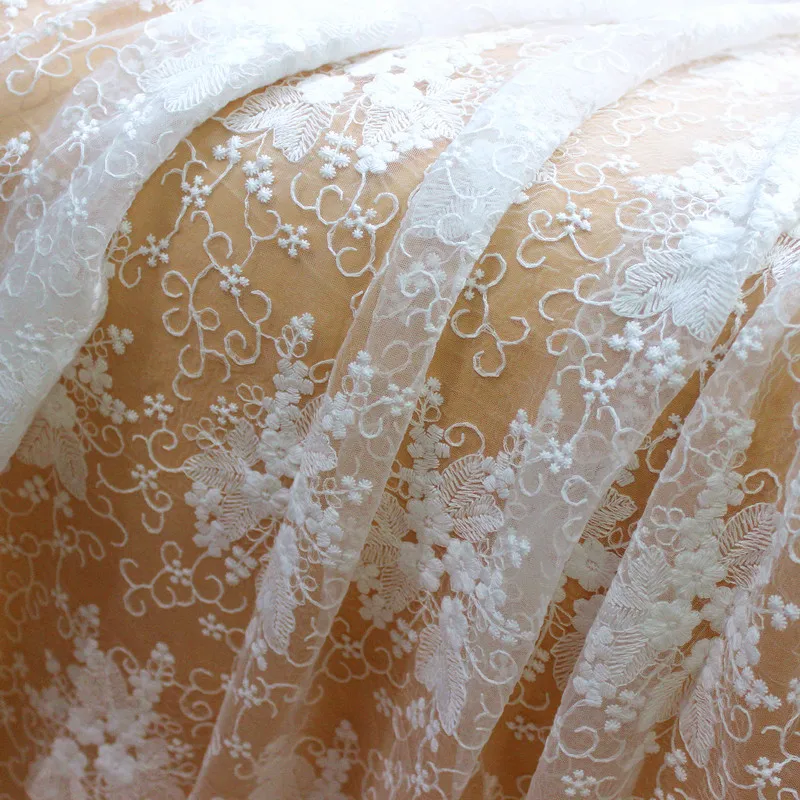 Cotone Ricamo Sposa Abito da Sera Pizzo Tessuto Fioritura Costume Fai