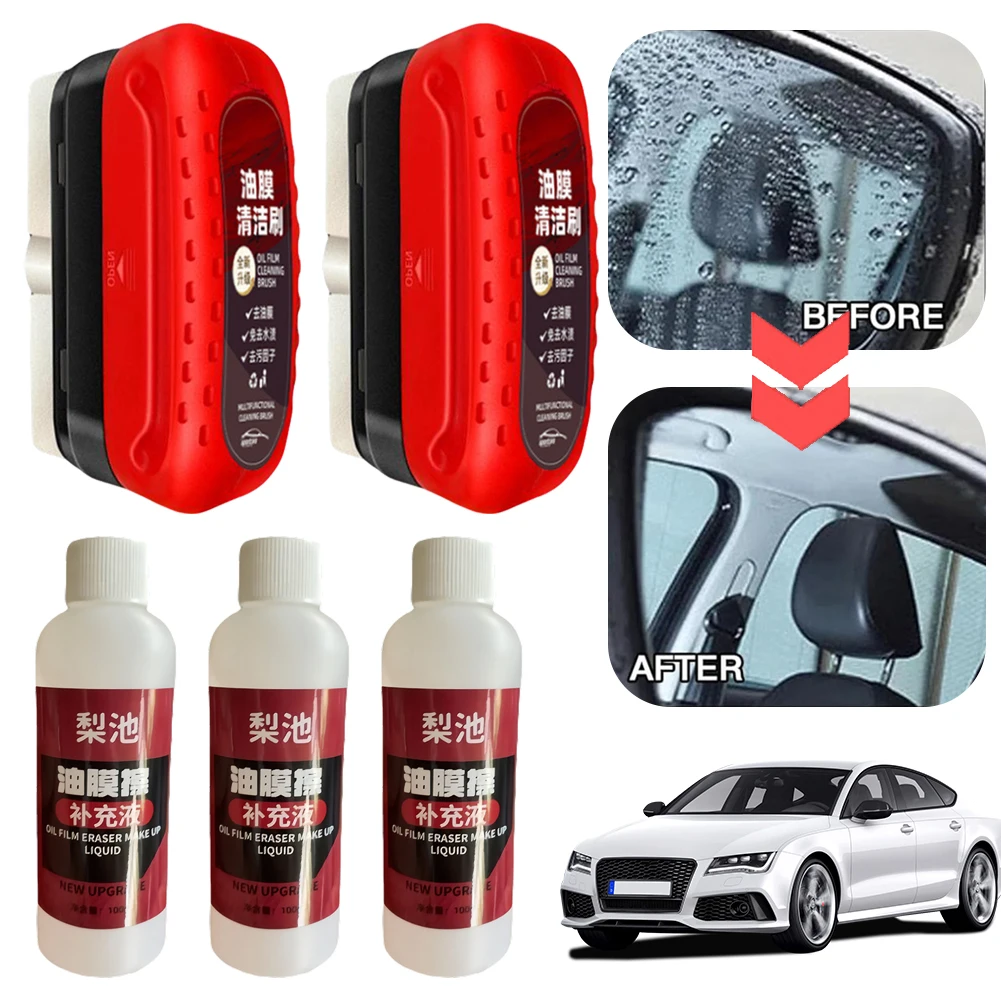 Car Glass Oil Film Remover Automotive Glass Sponge Cleaning Brush Front Inner Windshield Oil Film Cleaner For Car Cleaning