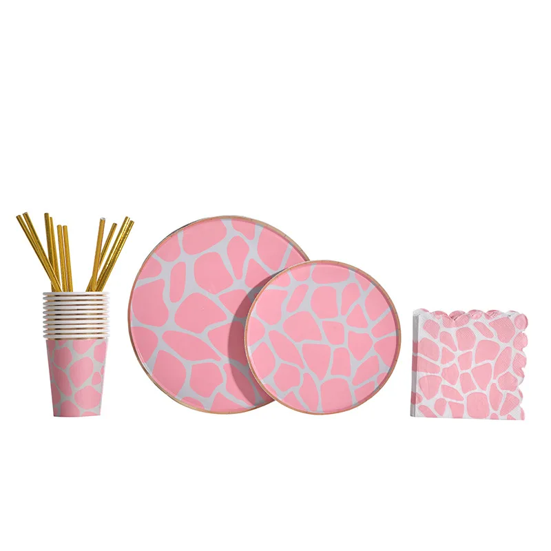 10guests-pink-giraffe-print-disposable-tableware-animal-stripe-plates