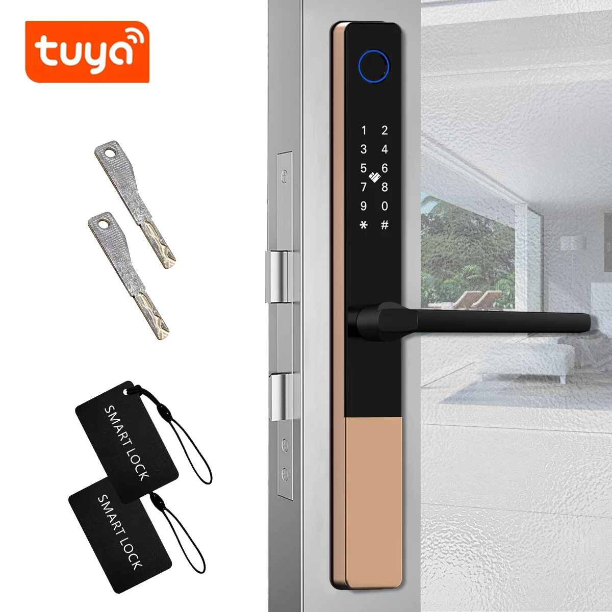 قفل باب ذكي نحيف ببصمة الإصبع مع تطبيق كلمة المرور...