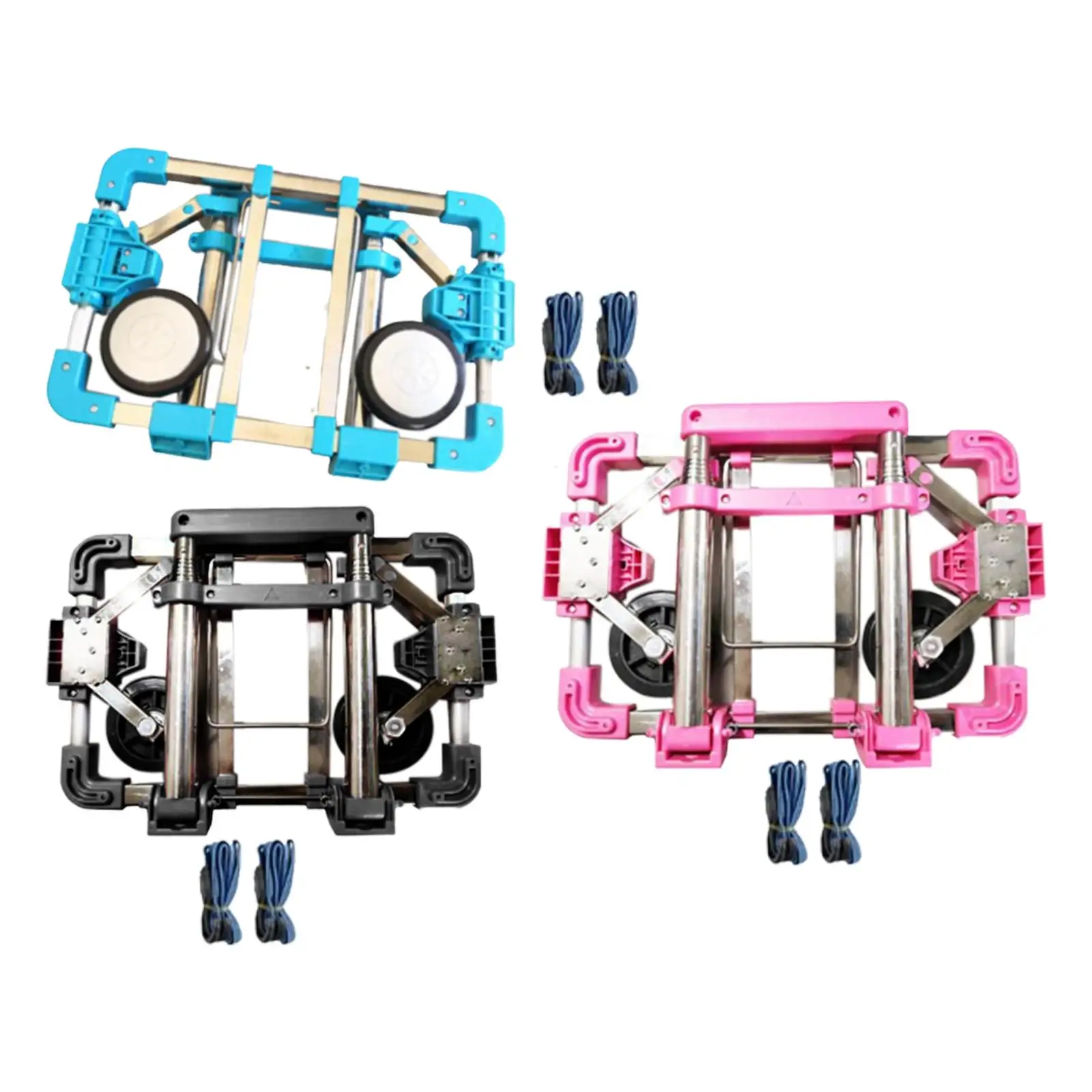 

Compact Utility Stainless Cart Folding Hand Truck with Bungee Cord Portable Fold up Hand Cart for Luggage Shopping Airport