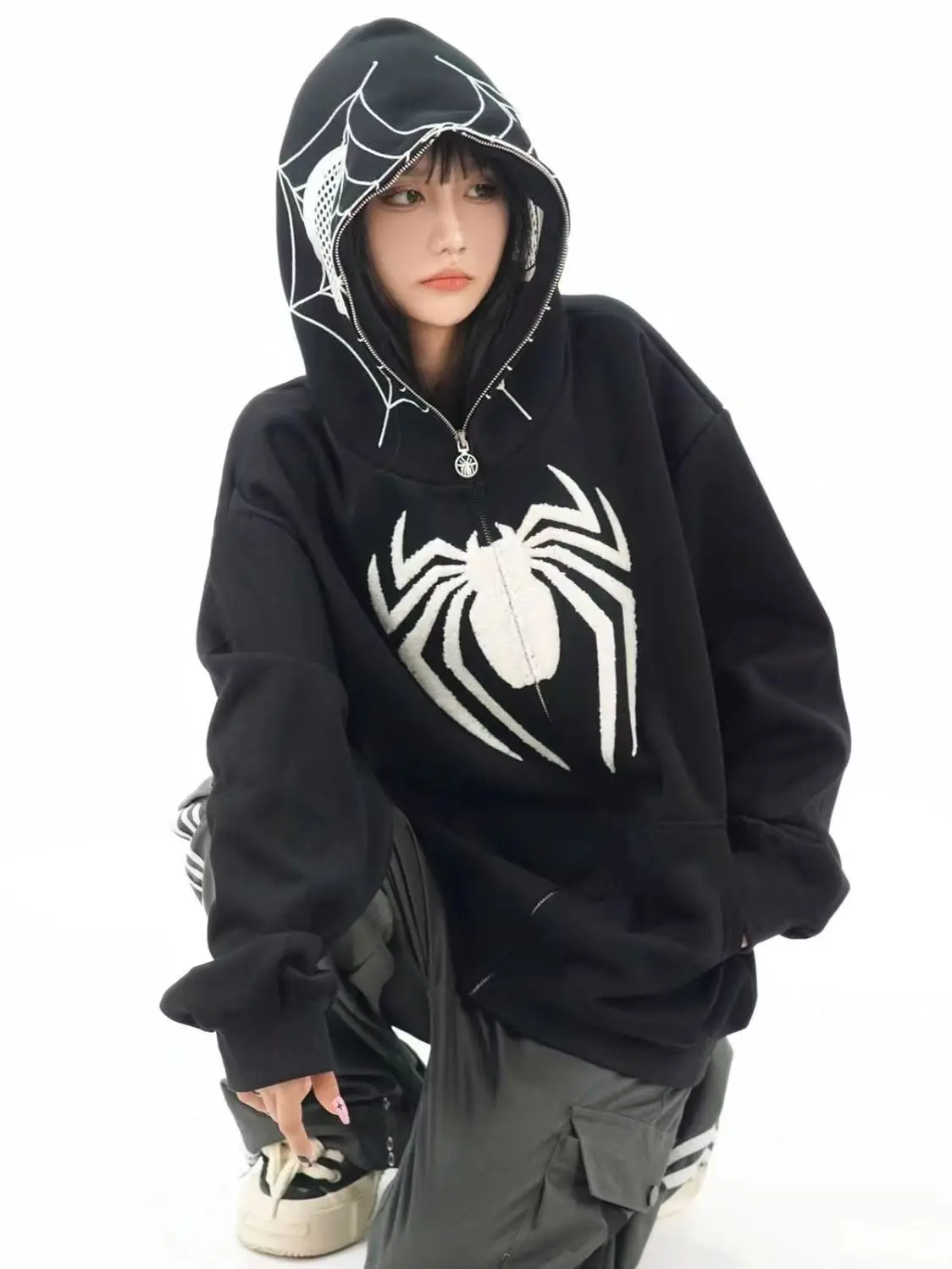 

Oversized Y2k Spider Hoodies Men Streetwear Autumn Winter Jackets Plush Embroidery Women Sweatshirt Unisex Kakazzy Hoddies