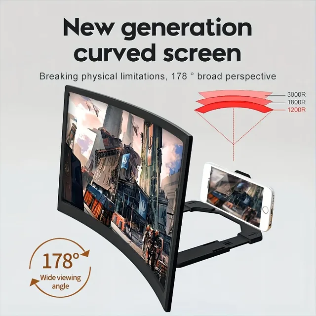 3D Phone Screen Magnifier for Smartphones Foldable Stand Adjustable Zoom Flip Phone Magnifier for Movie/Video/Gaming Devices 1
