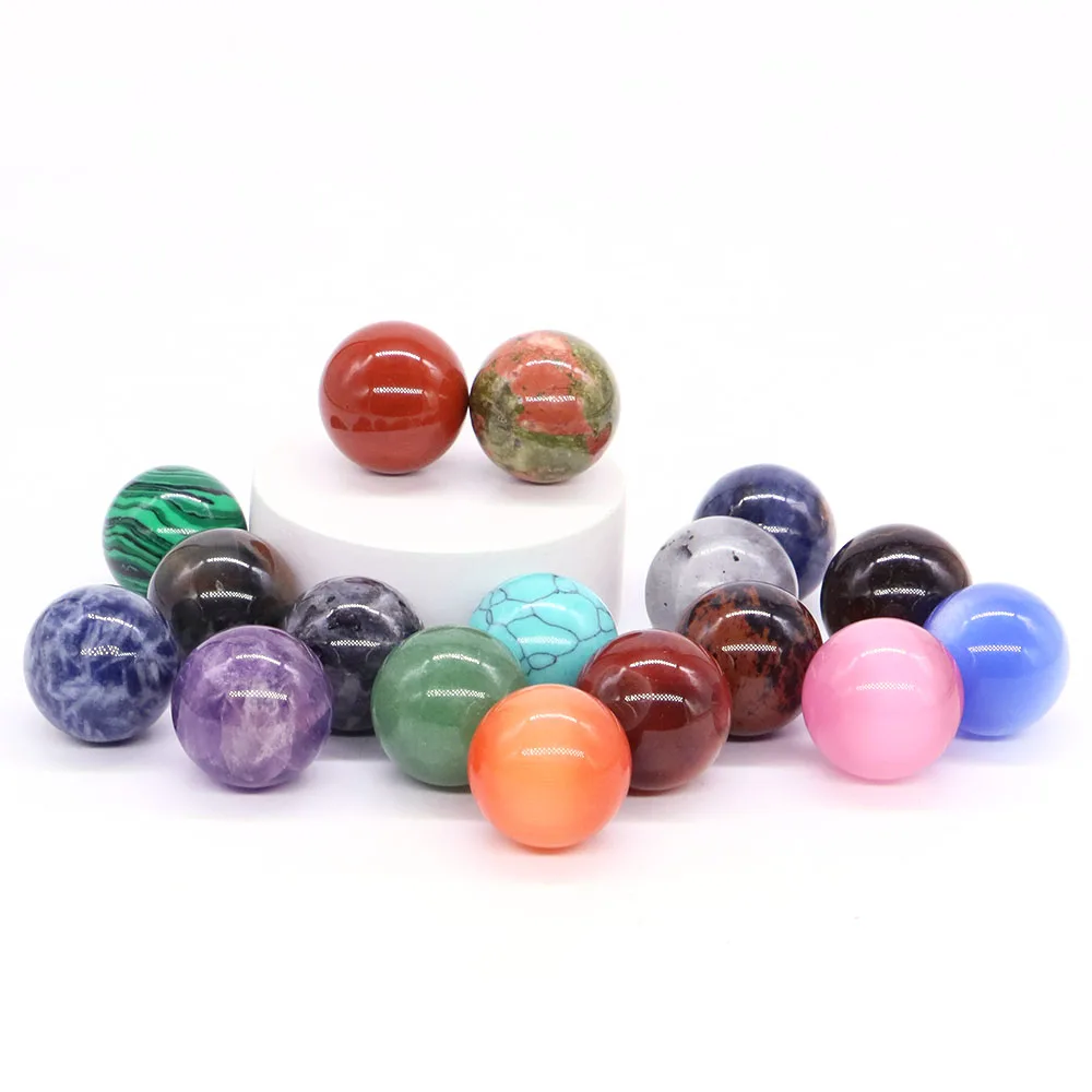 20mm Non-Porous Beads Natural Healing Crystal Stone Sphere Mini Gem Ball For DIY Bracelet Necklace Jewelry Accessories Wholesale