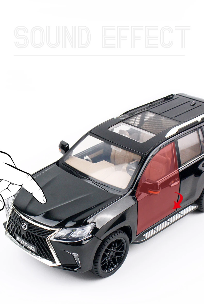 High Simitation 1:18 Lexus Lx570 Off-Road Suv Alloy Car Model Diecast Pull Back Car Red &Amp; Silver Color