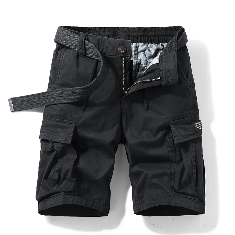 Men 2024 Summer New Cotton Cargo Shorts Men Fashion Khaki Multi-Pocket Casual Short Pants Loose Tactical Military Shorts Men