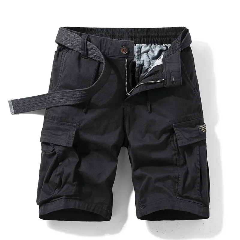 Men 2024 Summer New Cotton Cargo Shorts Men Fashion Khaki Multi-Pocket Casual Short Pants Loose Tactical Military Shorts Men image_2