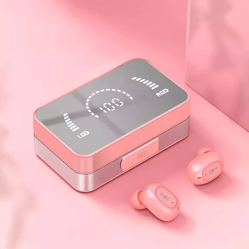 

T5 Women Bluetooth Headphones TWS Wireless Earphones Mirror Design Sports Earbuds With Microphone Gaming Headset LED Display