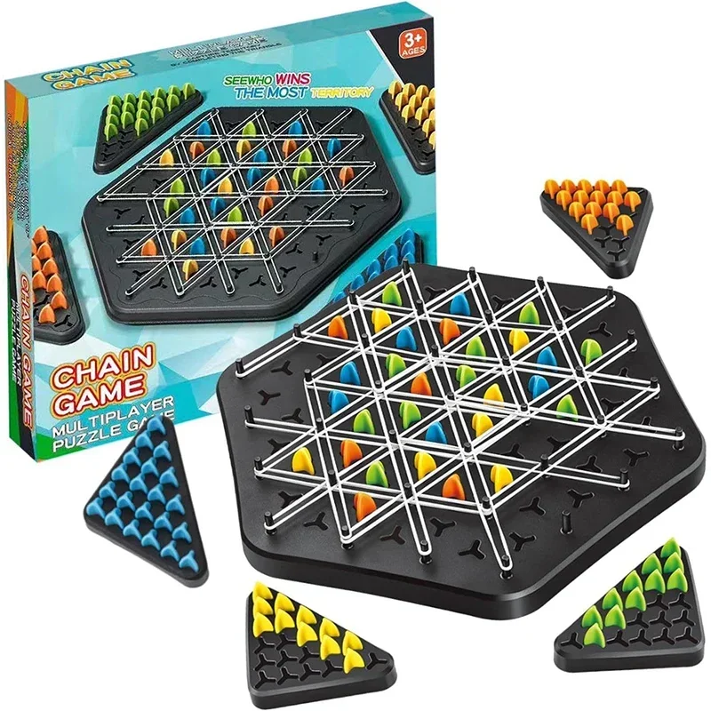 Chain Triangle Chess Game Triggle Rubber Band Game Educational Interactive Battle Set For Family Party Gift