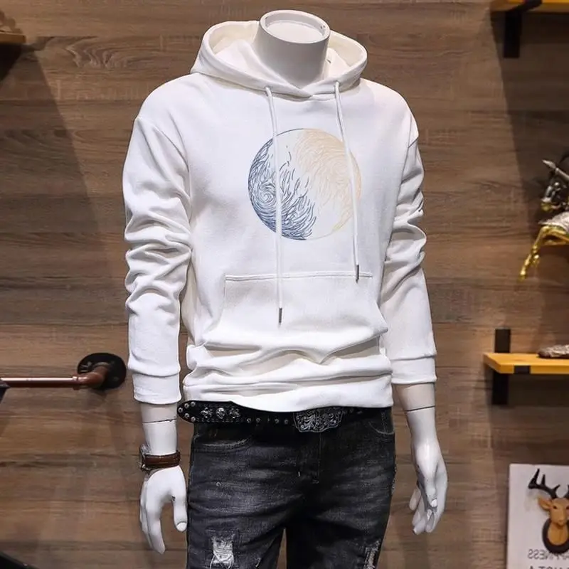 Fashion Printed Pockets Lace Up Hoodies Sweatshirts Men's Clothing 2024 Spring New Loose Casual Tops All-match Sweatshirts