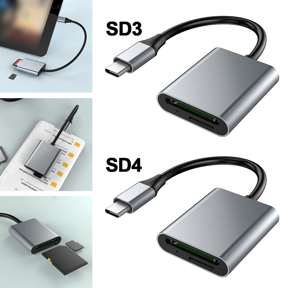 스마트폰용 TF SD 카드 어댑터, 2-in-1 SD3.0 SD4.0 + TF 카드 리더, 5Gbps USB C 카드 리더 어댑터, 2 개 카드 동시 읽기