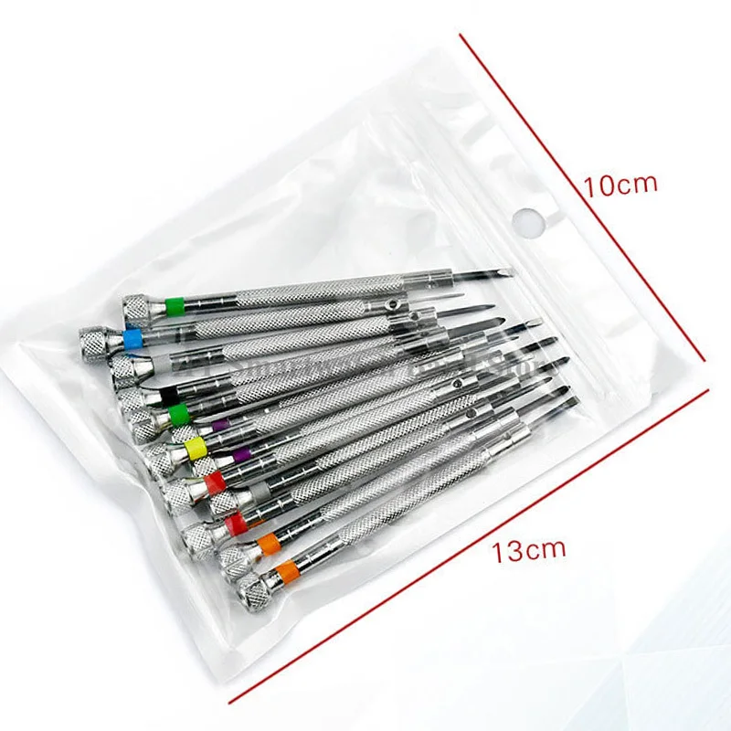13Pcs 스크루 드라이버 세트 0.6mm-2.0mm 시계 수리 도구 플랫 헤드 스크루 드라이버 키트 시계 수리 도구를위한 전문 시계 제조 업체