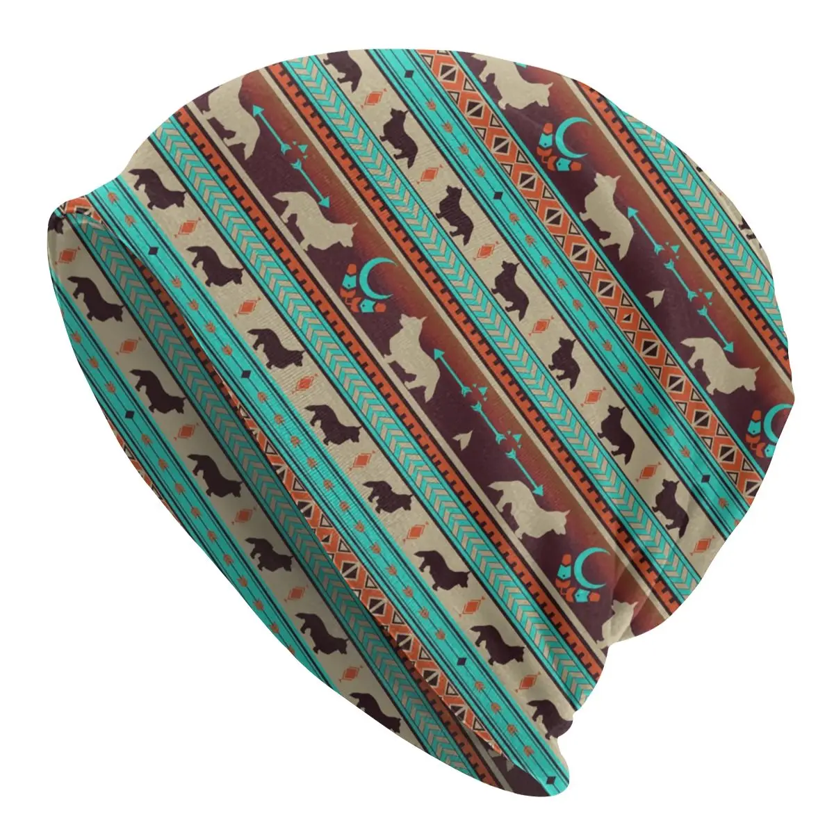 

Boho Corgi Dogs Pattern Beanie Cap Winter Warm Bonnet Homme Knitting Hats Street Outdoor Ski Animal Beanies Caps For Men Women
