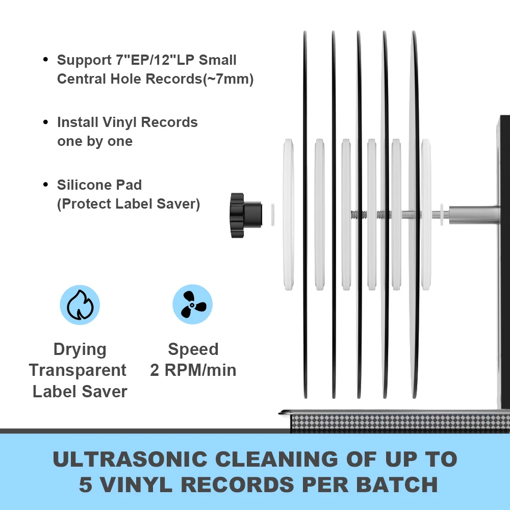 Nettoyeur à ultrasons pour disques vinyles, 6L, avec support rapide  (ensemble), pour livres EP 7 LP, 12 pouces, économiseur d'étiquettes en  aluminium, fabriqué par CNC
