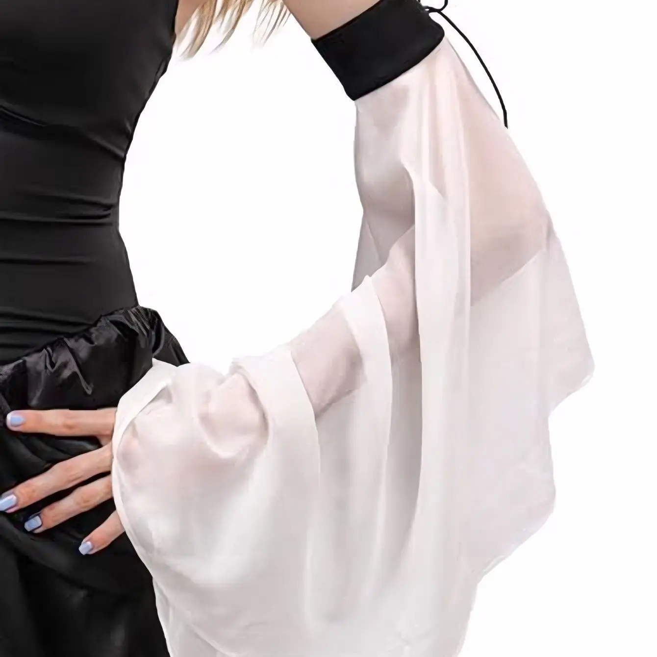 Ivory black flared wedding bridal long fingerless glove arm warmer prom performance dress diy accessories