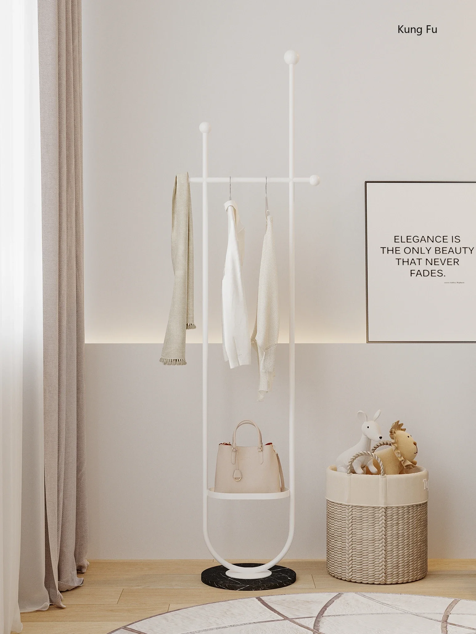 Household Simple Floor Clothes Rack Living Room Entrance Bag Coat Rack Modern Light Luxury 2