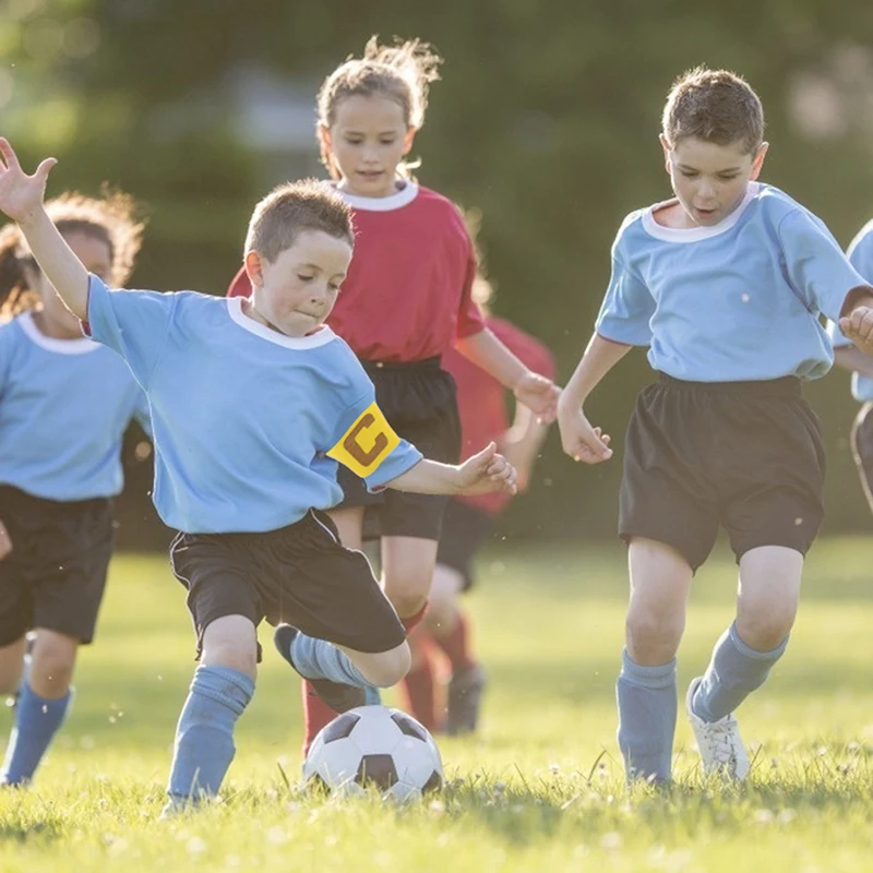 1 Pcs Kids Football Match Captain C Word Mark Armband Paste Team Leader C Word Nylon Adjustable Anti Slip Tape For Children