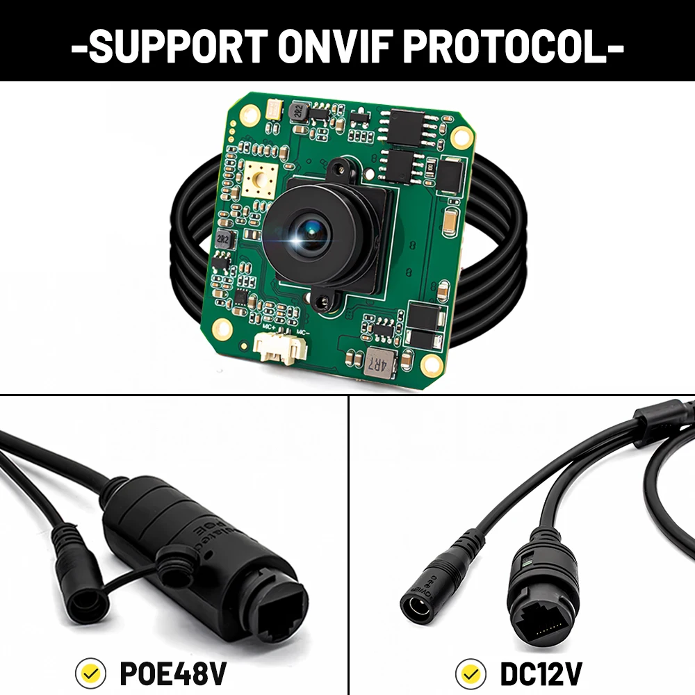 1080P 60FPS IP Camera Module 1/2.8" IMX307 CMOS With No Distortion Lens Support