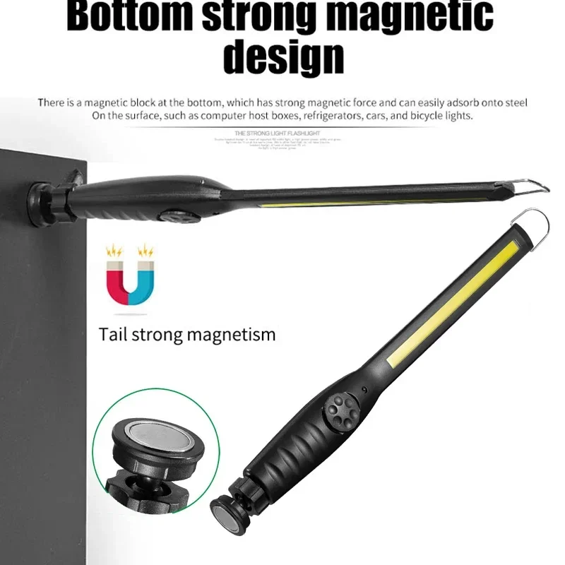COB + LED Flashlight Magnetic Work Light USB Rechargeable Torch Portable Lantern Inspection Light Camping Car Repair Lamp 1-5Pack camping light portable flashlight portable lanterns camping lamp camping lantern portable work lights portable work light