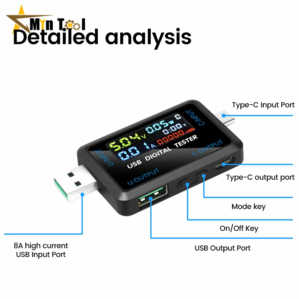 Voltmètre numérique DC 10 en 1, testeur USB, ampèremètre, ampèremètre, détecteur de courant, indicateur de chargeur de banque d'alimentation