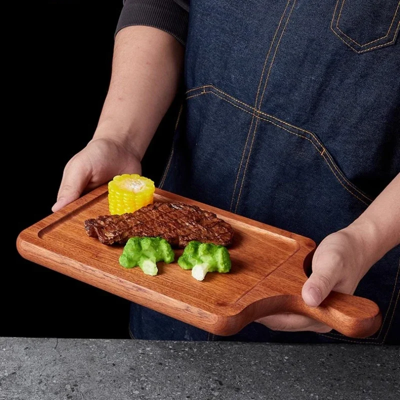 Ebony wood cutting board walnut wood steak plate wooden dinner plate pizza tray party special bread restaurant supplies