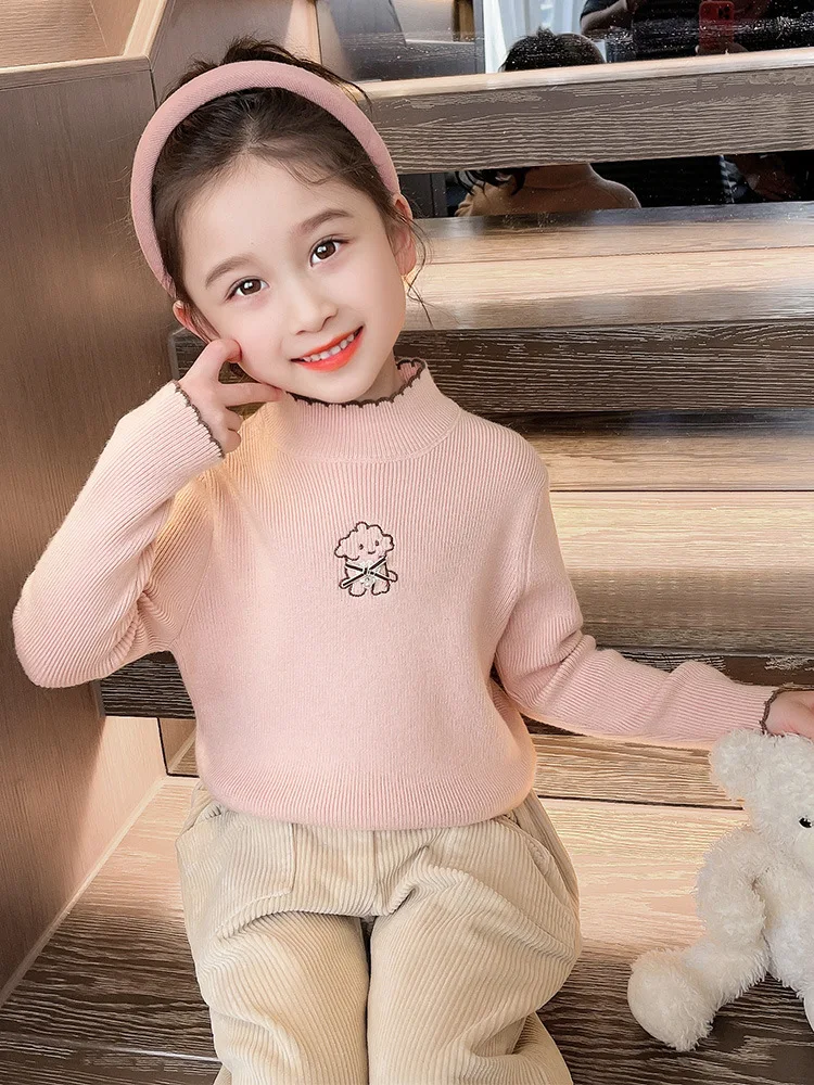 

Girls' Western Style Inner Wear Half Turtleneck Bottoming Knitted Sweater Autumn and Winter Baby Girls' Pullover 2023 New Winter