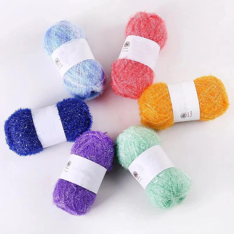 Glass Fiber Sparkling Light DIY Handicraft Weaving Material DIY Yarn Ball Silk Thread Dishwashing Towel Shiny Silk Thread 5