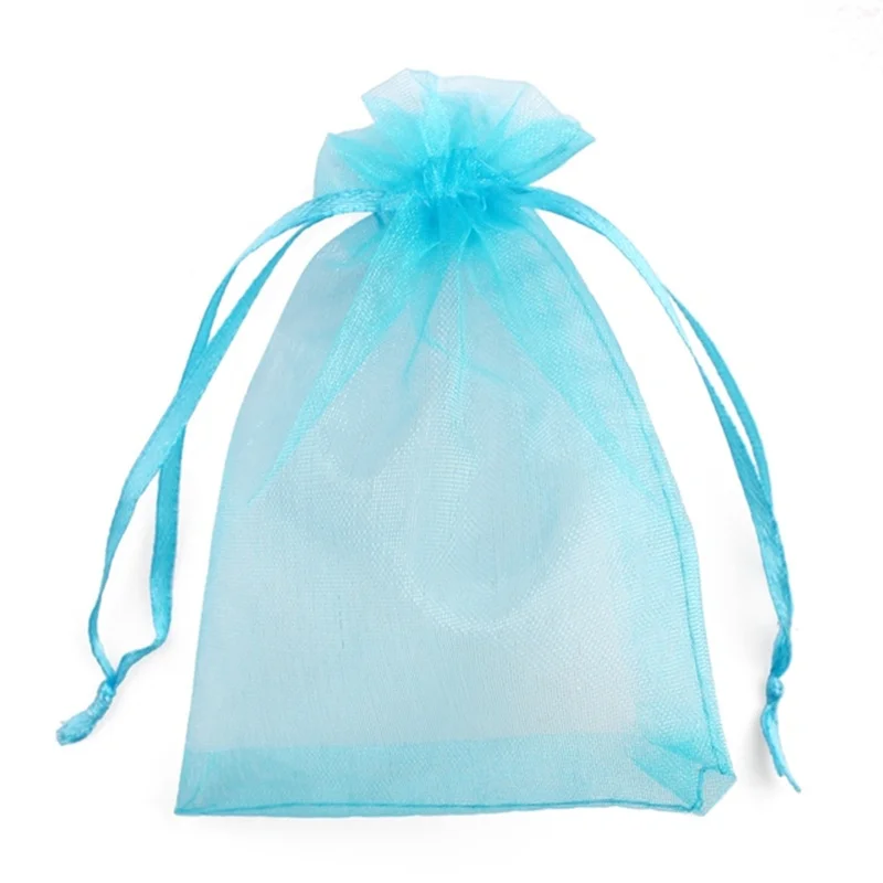 Solid Color Organza Gift Bags - Mesh Tulle Fabric Pouches for Weddings and Events (50/100pcs)