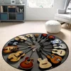 Guitar Pattern Round Area Carpets Teens Dorm Bedroom Bedside Foot Mat Living Room Dining Room Non-slip Chair Mat Home Decor Rugs 5