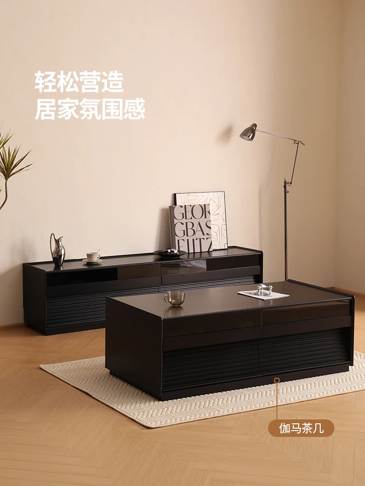 

Solid wood coffee table combined floor-standing living room floor cabinet