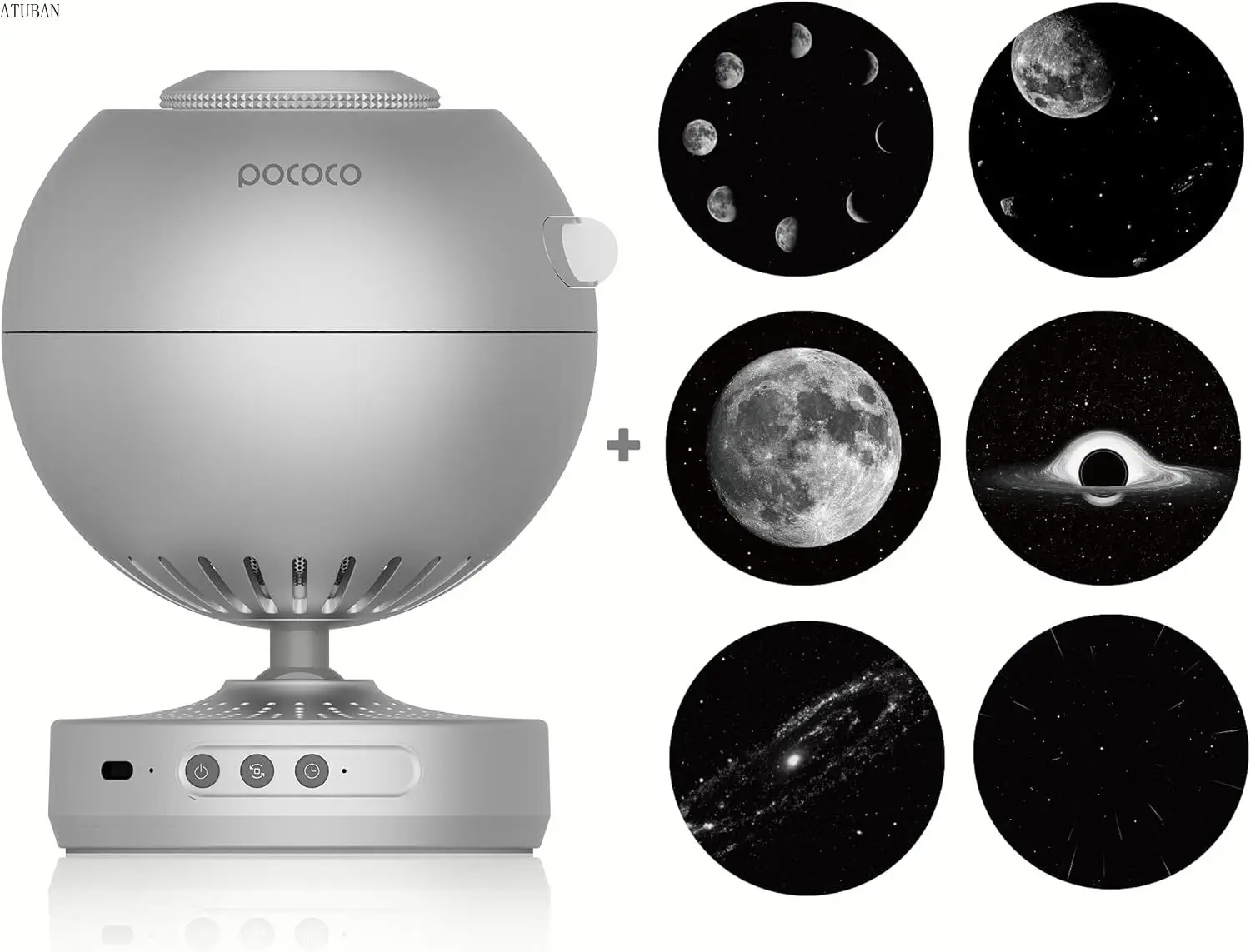 

POCOCO Galaxy Star Projector for Bedroom with Replaceable Optical Film Discs, Moon and Stars - Discs (6 Pieces)