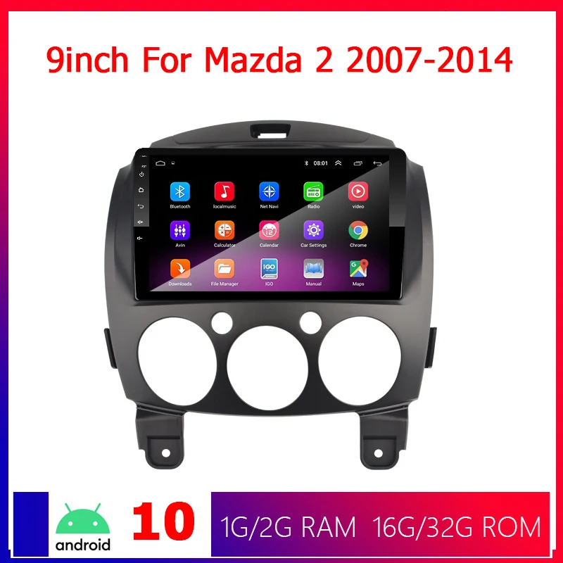 

9 inch Android 10.1 2 Din Car Radio Multimedia Player GPS For Mazda 2 2007 2008 2009 2010-2014 2din Autoradio Stereo WIFI Indash