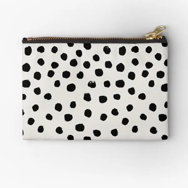 

Preppy Brushstroke Free Polka Dots Black Zipper Pouches Socks Cosmetic Women Small Pocket Bag Pure Packaging Panties Men