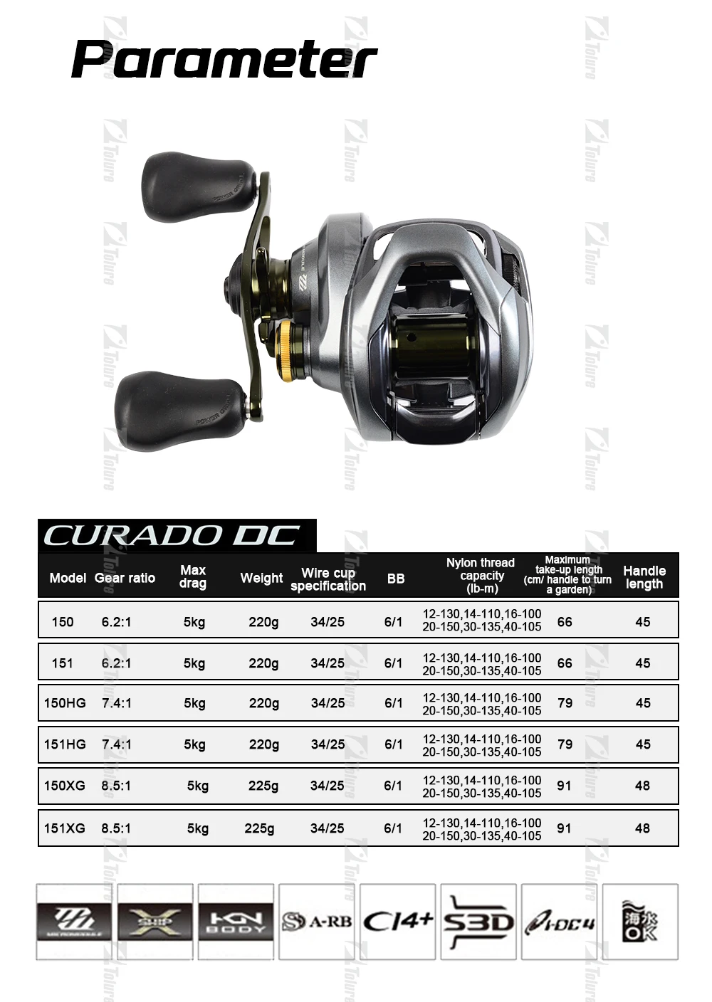 SHIMANO Original 18 Curado DC Baitcsting Fishing Reel 6.2-8.5:1 6