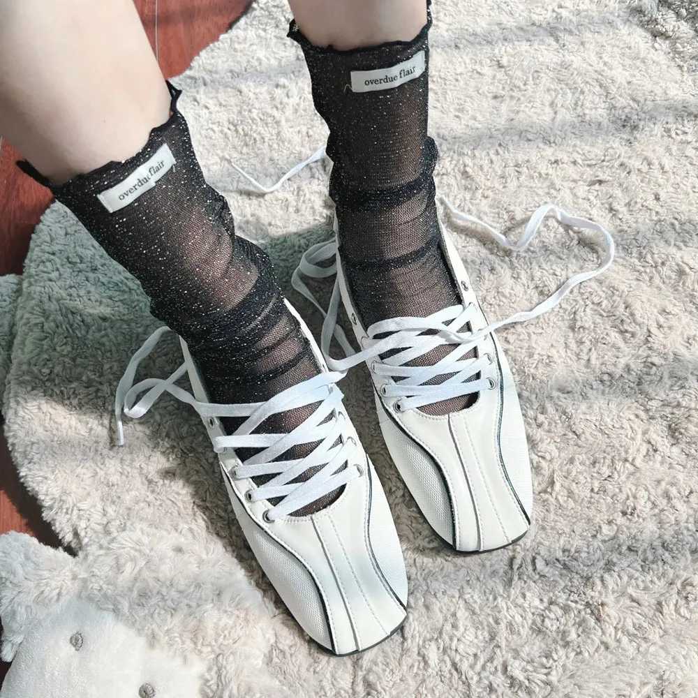 2025 Brand Design Leisure Ballet Shoes Women Fashion Shoelaces Comfort Sole Sneaker Flats Casual Shoes 4