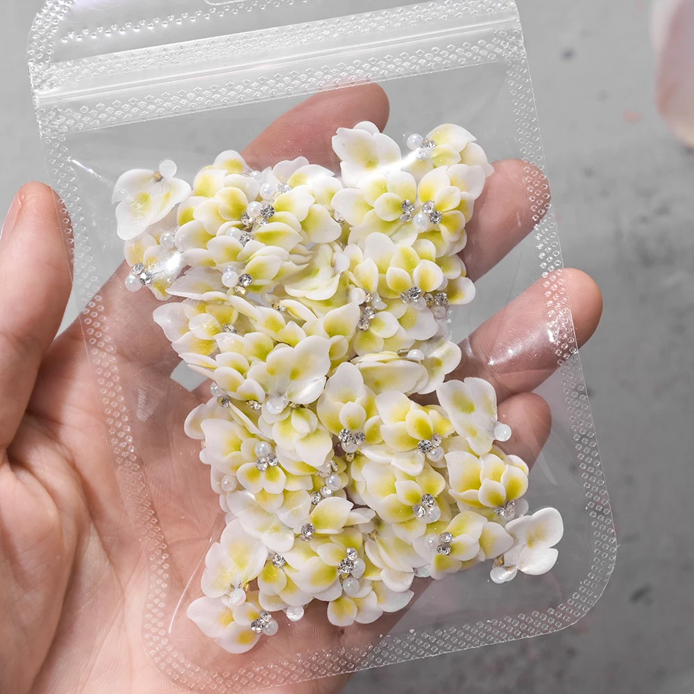 10pcs 3D 수제 아크릴 조각 꽃 네일 아트 매력 진주 라인 석 장식 매니큐어 DIY 아크릴 조각 측면 꽃