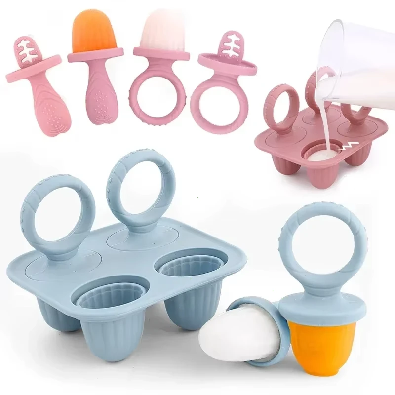 5PCS Baby Fruit and Vegetable Teether BPA Free Silicone Hand Ring Food Supplement Squeezing Rabbit Shape Bite Feeding Tableware fruit food feeder