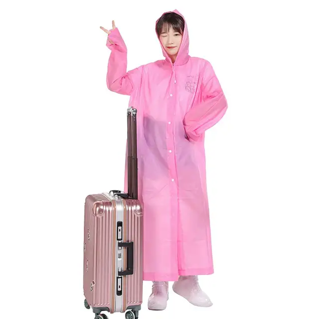 Egyszerű Eső Poncho Eva Kapucnis Esőkabát Vastag Vízálló Tiszta Utazási Ruházat