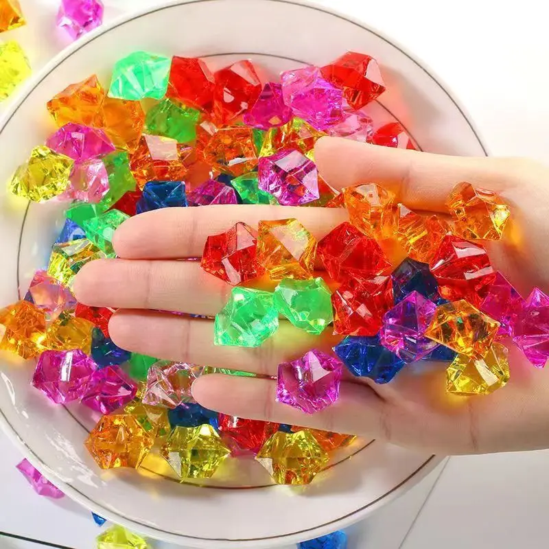 50개 아크릴 아이스 락 크리스탈 보석 해적 보물 장난감 다이아몬드 어린이 생일 파티 선물 스토킹 스터퍼 선물