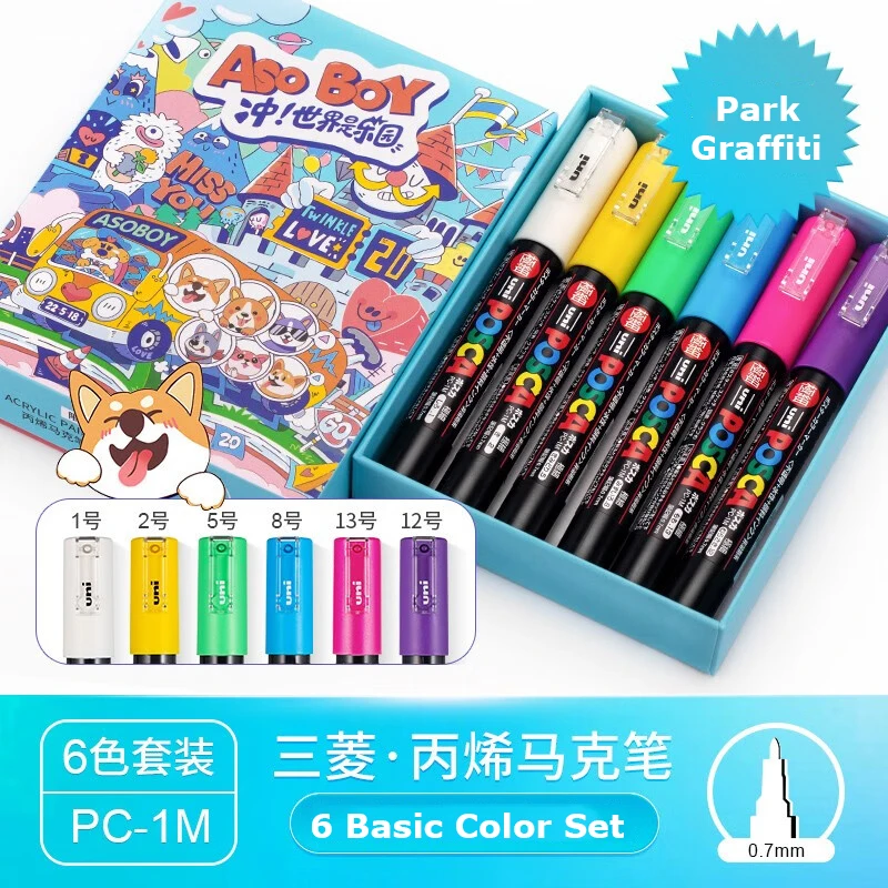 Uni posca marcadores, Acrylic Marker Pen Set PC-1M 0.7MM fineliner colores  permanent graffiti markers/Paint Pen POP Poster ручки - AliExpress