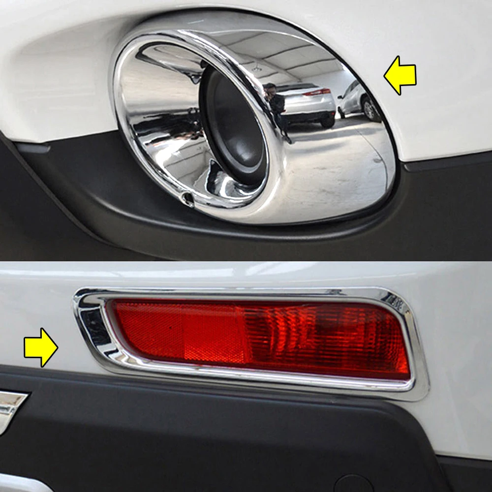 

For 2013 2014 Mitsubishi Outlander Chrome Front Rear Fog Light Lamp Bezel Trim Mouldings 4pcs