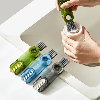 1pc 3 in 1 Bottle Gap Cleaner Brush Multifunctional Brush Cup Crevice Cleaning Tools Mini Silicone Cup-Holder Cleaner
