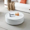 39.37 inch round coffee table, modern marble textured coffee table, fiberglass drum shape, no assembly required (white) 1