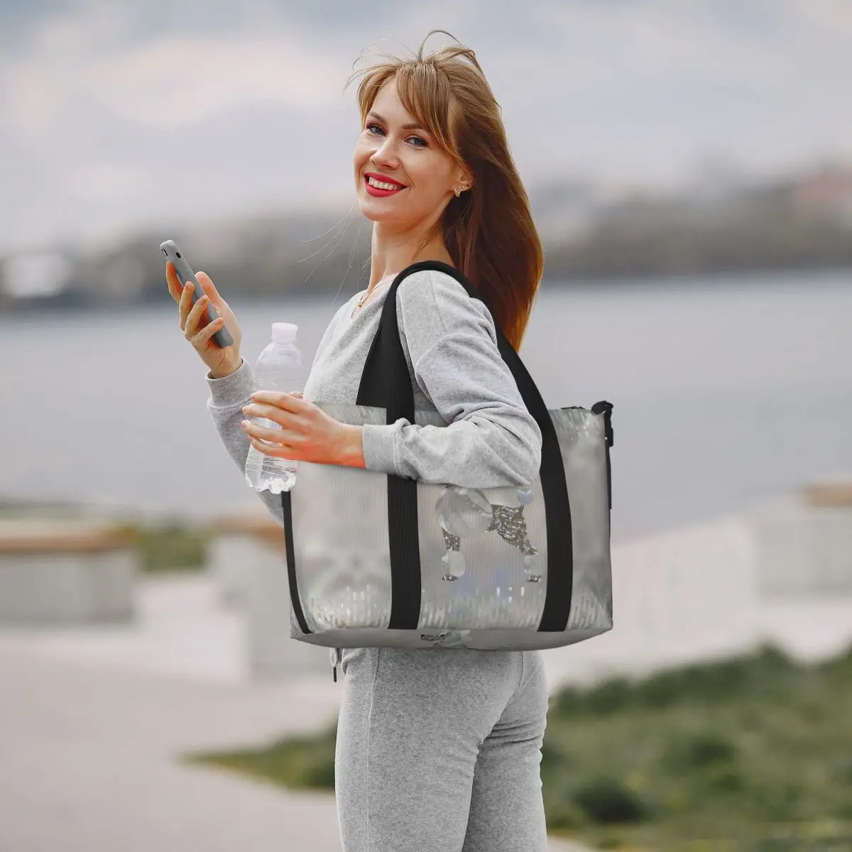 Luxury Pearl And Abalone Poodle Dog Grocery Tote Shopping Bag Women Big Capacity Pudel Caniche Beach Gym Travel Bags
