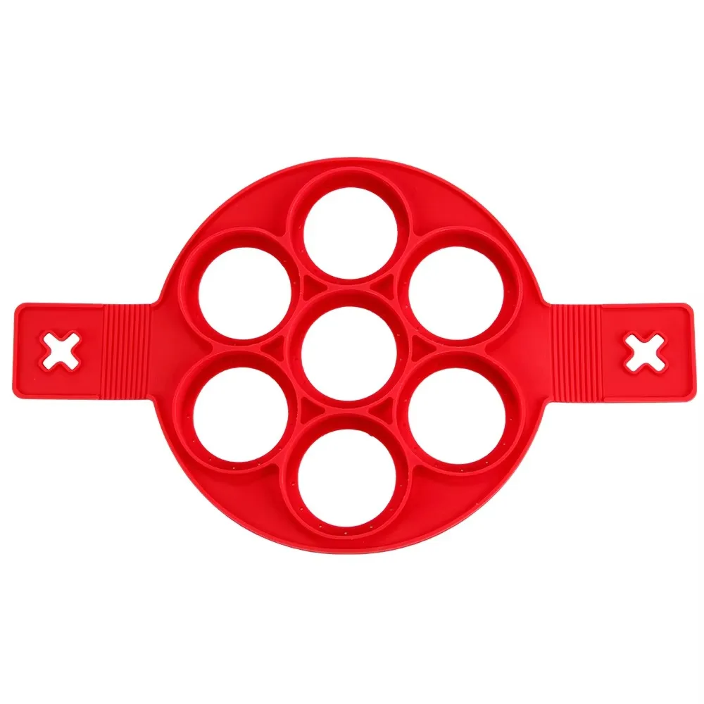 1 piece pancake maker non-stick silicone pancake mold 7 holes ordinary round omelette clamshell pan pancake kitchen tool