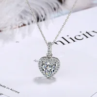 925 Sterling Silver Zircon Heart Pendants Necklaces For Women Luxury Designer Jewelry Gift Female Items GaaBou