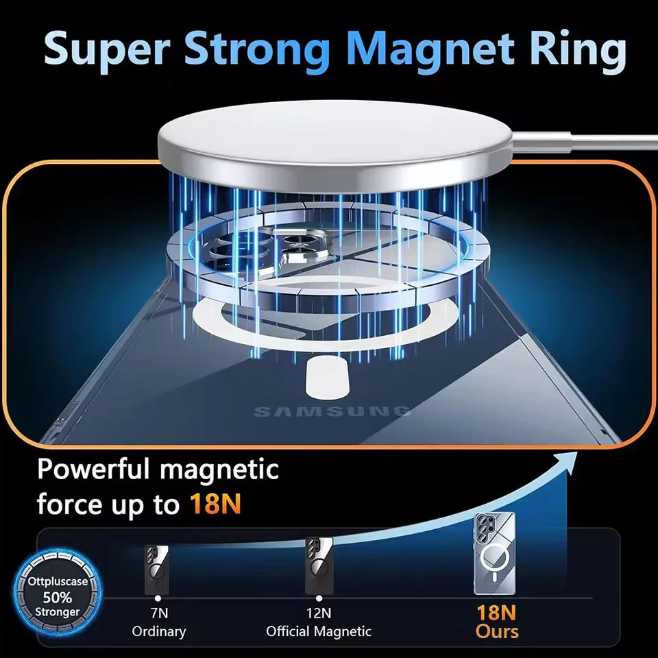 For Magsafe Magnetic Wireless Charging Case For Samsung Galaxy S25 Ultra Plus S26 Ultra S25Ultra 5G Clear Shockproof Back Cover